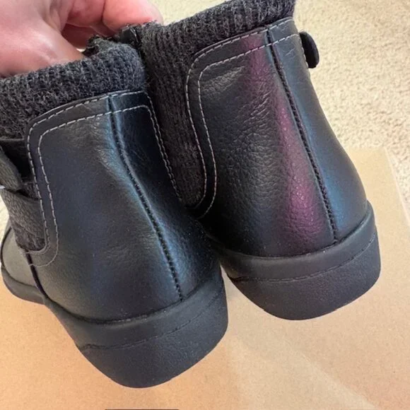 Clarks Cheyn Kisha Leather Sweater Cuff Ankle Boots Women's Size 6 Black - Picture 4 of 8
